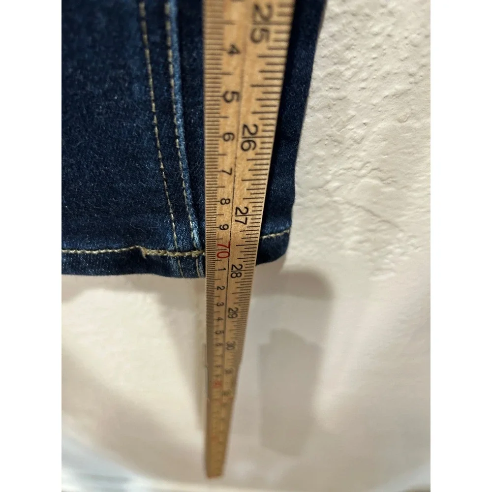 KanCan Womens High Rise‎ Button Fly Skinny Jeans Dark Wash Distressed Size 31